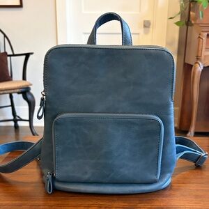 Joy Susan Slate Blue Vegan Leather Backpack